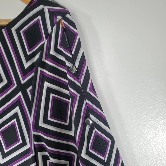 White House Black Market Jersey Knit Geometric Diamond Dress Purple Size Medium - Picture 3 of 12